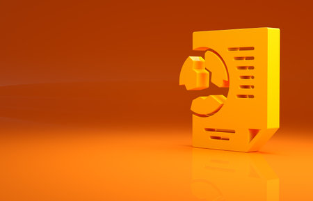 Yellow Earth globe with document icon isolated on orange background. World or Earth sign. Global internet symbol. Geometric shapes. Minimalism concept. 3d illustration 3D renderの写真素材