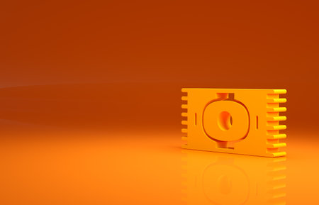 Yellow Classic carpet icon isolated on orange background. Minimalism concept. 3d illustration 3D renderの写真素材