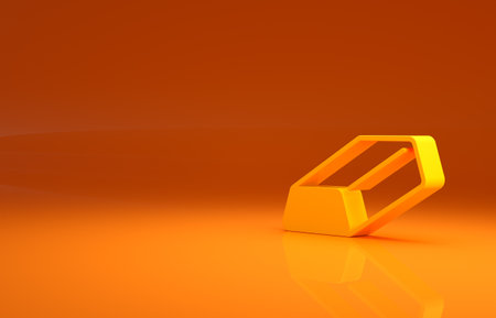 Yellow Gold bars icon isolated on orange background. Banking business concept. Minimalism concept. 3d illustration 3D renderの写真素材