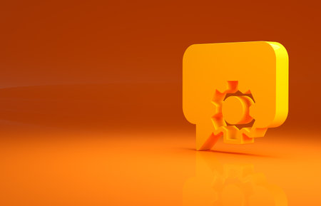 Yellow Telephone 24 hours support icon isolated on orange background. All-day customer support call-center. Full time call services. Minimalism concept. 3d illustration 3D renderの写真素材