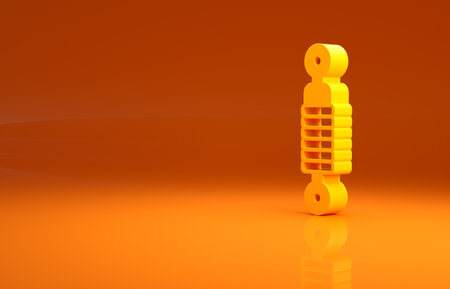 Yellow Shock absorber icon isolated on orange background. Minimalism concept. 3d illustration 3D renderの写真素材