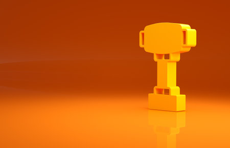 Yellow Gear shifter icon isolated on orange background. Manual transmission icon. Minimalism concept. 3d illustration 3D renderの写真素材