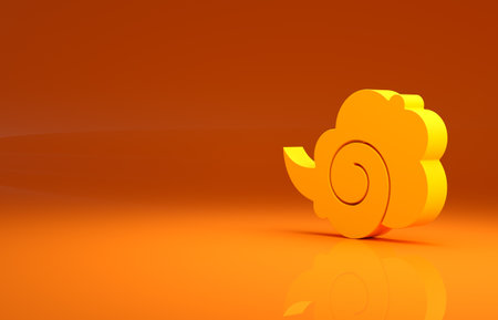 Yellow Magic fog or smoke icon isolated on orange background. Minimalism concept. 3d illustration 3D renderの写真素材