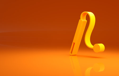 Yellow Pet cat toy icon isolated on orange background. Minimalism concept. 3d illustration 3D renderの写真素材