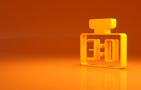 Yellow Sport mechanical scoreboard and result display icon isolated on orange background. Minimalism...