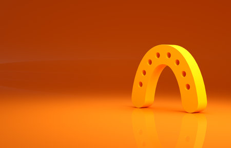 Yellow Mouth guard boxer icon isolated on orange background. Minimalism concept. 3d illustration 3D renderの写真素材