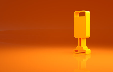 Yellow Punching bag icon isolated on orange background. Minimalism concept. 3d illustration 3D renderの写真素材