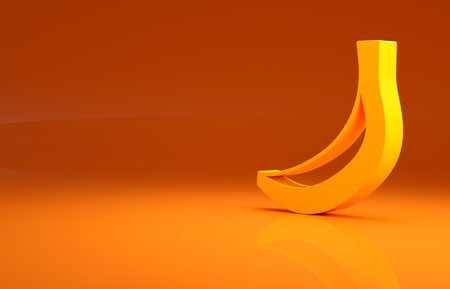 Yellow Banana icon isolated on orange background. Minimalism concept. 3d illustration 3D renderの写真素材
