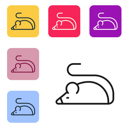 Black line Experimental mouse icon isolated on white background. Set icons in color square buttons. Vectorのイラスト素材