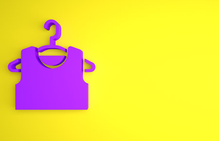 Purple Sleeveless T-shirt icon isolated on yellow background. Minimalism concept. 3D render illustrationの写真素材