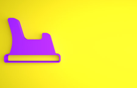 Purple Baby potty icon isolated on yellow background. Chamber pot. Minimalism concept. 3D render illustrationの写真素材