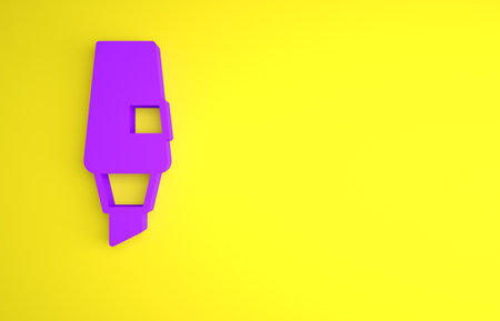 Purple Marker pen icon isolated on yellow background. Minimalism concept. 3D render illustrationの写真素材