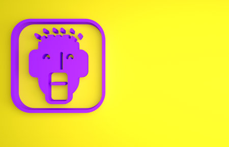 Purple Rapper icon isolated on yellow background. Minimalism concept. 3D render illustrationの写真素材