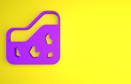 Purple Ground icon isolated on yellow background. Minimalism concept. 3D render illustrationの写真素材