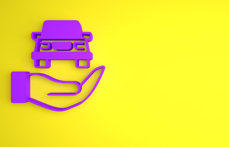 Purple Auto service check automotive icon isolated on yellow background. Car service. Minimalism concept. 3D render illustrationの写真素材