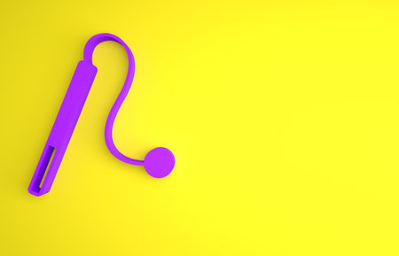 Purple Pet cat toy icon isolated on yellow background. Minimalism concept. 3D render illustrationの写真素材
