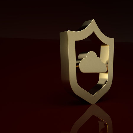 Gold Weather forecast icon isolated on brown background. Minimalism concept. 3D render illustrationの写真素材