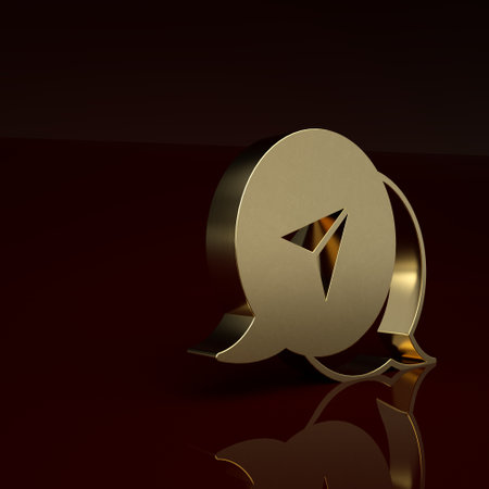 Gold Infographic of city map navigation icon isolated on brown background. Interface concept design. Geolocation concept. Minimalism concept. 3D render illustrationの写真素材