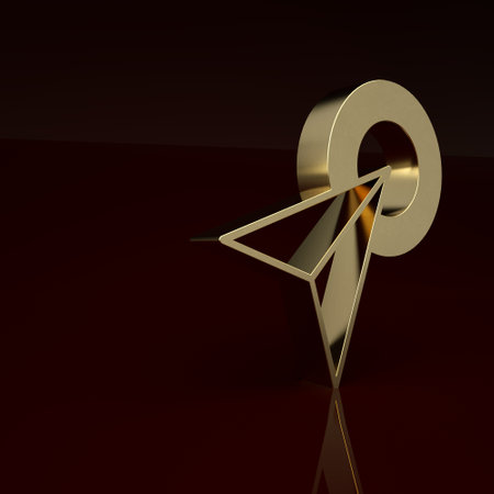 Gold Infographic of city map navigation icon isolated on brown background. Interface concept design. Geolocation concept. Minimalism concept. 3D render illustrationの写真素材