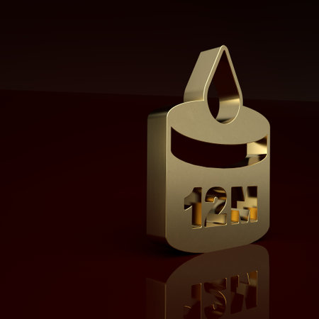 Gold Organic cosmetic icon isolated on brown background. Body care products. Minimalism concept. 3D render illustrationの写真素材