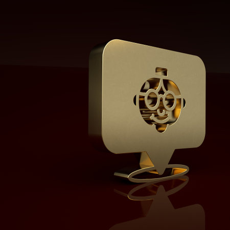 Gold Grandmother icon isolated on brown background. Minimalism concept. 3D render illustrationの写真素材