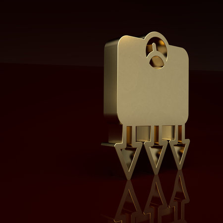 Gold Weight loss icon isolated on brown background. Minimalism concept. 3D render illustrationの写真素材