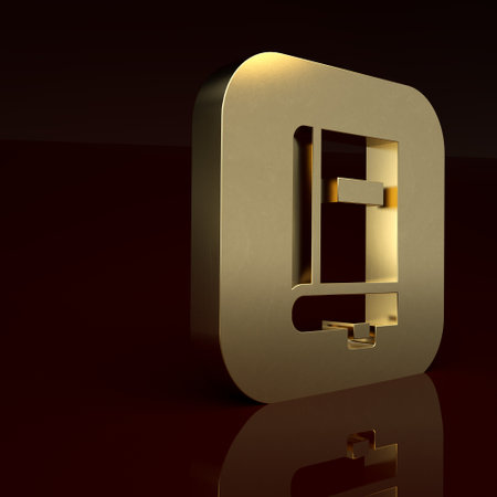 Gold Law book icon isolated on brown background. Legal judge book. Judgment concept. Minimalism concept. 3D render illustrationの写真素材