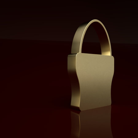 Gold Chicken egg on a stand icon isolated on brown background. Minimalism concept. 3D render illustrationの写真素材