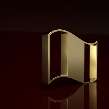 Gold Flag France icon isolated on brown background. Minimalism concept. 3D render illustrationの写真素材