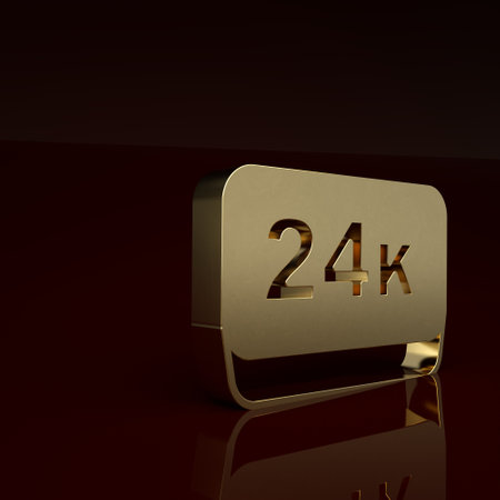 Gold Gold bars 24k icon isolated on brown background. Banking business concept. Minimalism concept. 3D render illustrationの写真素材