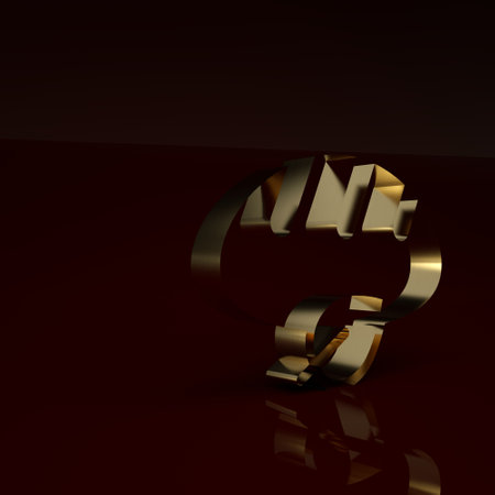 Gold Vegan bread loaf icon isolated on brown background. Minimalism concept. 3D render illustrationの写真素材