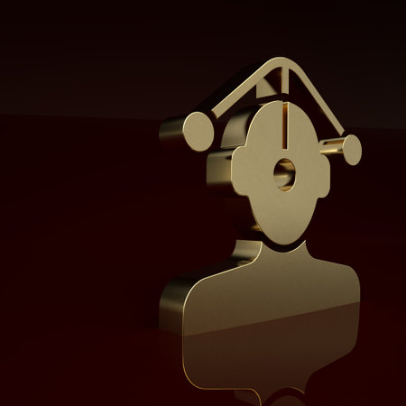 Gold Hypnosis icon isolated on brown background. Minimalism concept. 3D render illustrationの写真素材