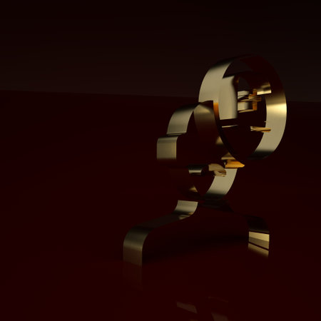 Gold Male doctor icon isolated on brown background. Minimalism concept. 3D render illustrationの写真素材