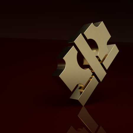 Gold Stacks paper money cash icon isolated on brown background. Money banknotes stacks. Bill...