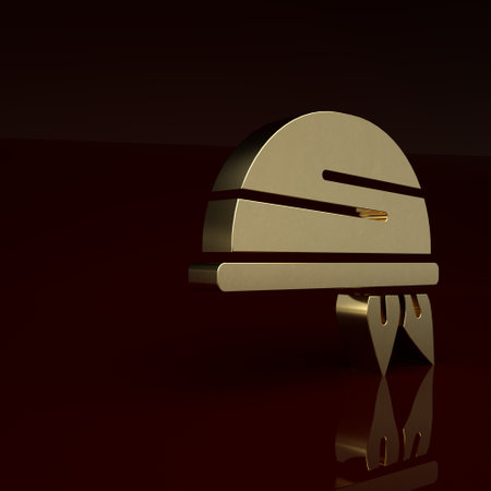 Gold Bandana icon isolated on brown background. Minimalism concept. 3D render illustrationの写真素材
