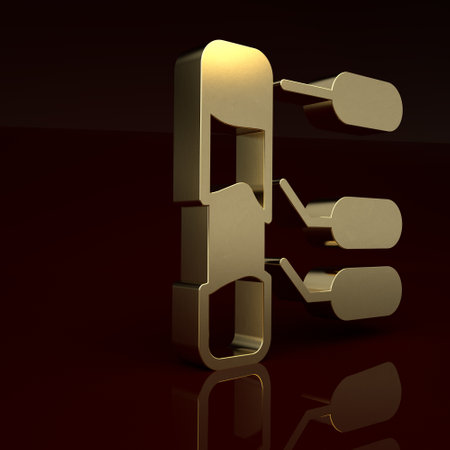 Gold Agricultural soil test and results icon isolated on brown background. Digital soil analysis. Minimalism concept. 3D render illustrationの写真素材