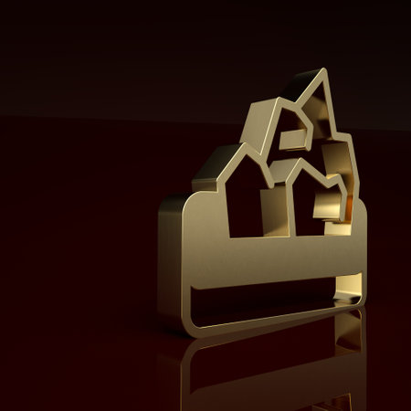 Gold Ore mining icon isolated on brown background. Minimalism concept. 3D render illustrationの写真素材