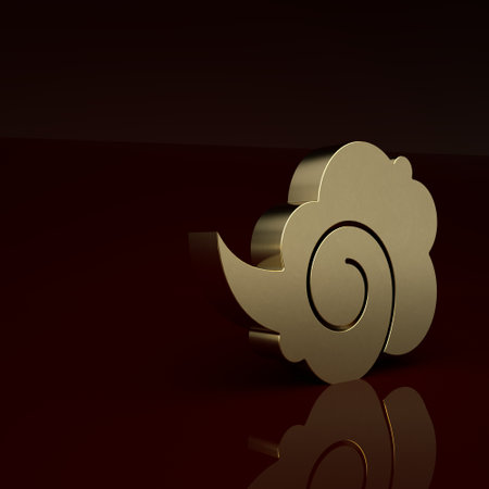 Gold Magic fog or smoke icon isolated on brown background. Minimalism concept. 3D render illustrationの写真素材