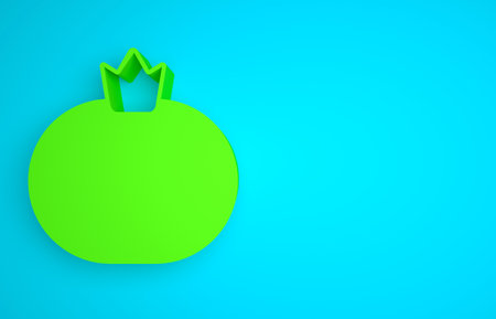 Green Tomato icon isolated on blue background. Minimalism concept. 3D render illustrationの写真素材