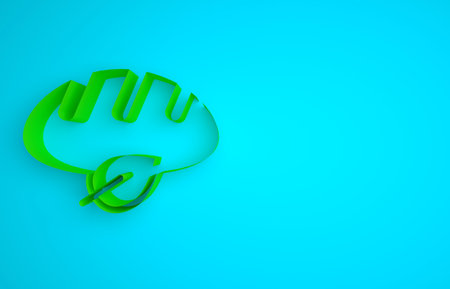 Green Vegan bread loaf icon isolated on blue background. Minimalism concept. 3D render illustrationの写真素材