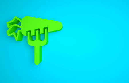 Green Carrot icon isolated on blue background. Minimalism concept. 3D render illustrationの写真素材