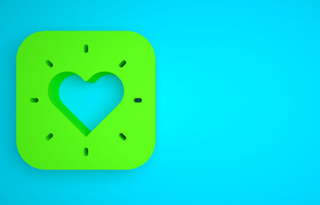 Green Heart icon isolated on blue background. Romantic symbol linked, join, passion and wedding....