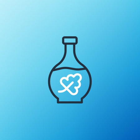 Line Essential oil bottle icon isolated on blue background. Organic aromatherapy essence. Skin care serum glass drop package. Colorful outline concept. Vectorのイラスト素材