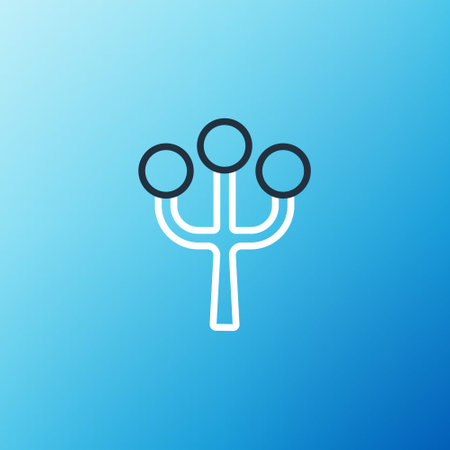 Line Blossom tree branch with flowers icon isolated on blue background. Colorful outline concept. Vectorのイラスト素材