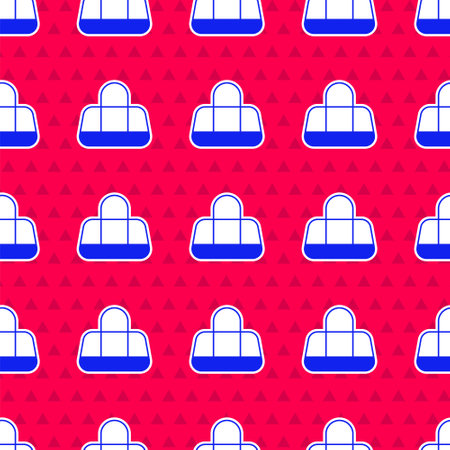 Blue Sport bag icon isolated seamless pattern on red background. Vectorのイラスト素材