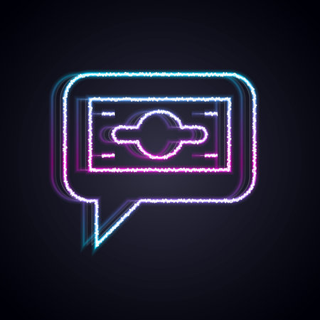 Glowing neon line Stacks paper money cash icon isolated on black background. Money banknotes stacks. Bill currency. Vectorのイラスト素材