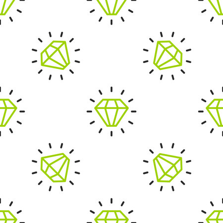 Line Diamond icon isolated seamless pattern on white background. Jewelry symbol. Gem stone. Vectorのイラスト素材