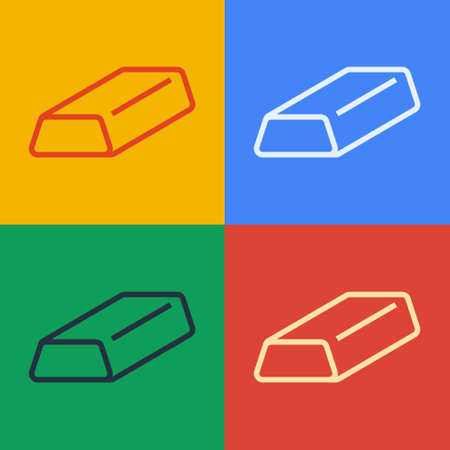 Pop art line Gold bars icon isolated on color background. Banking business concept. Vectorのイラスト素材