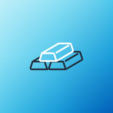 Line Gold bars icon isolated on blue background. Banking business concept. Colorful outline concept. Vectorのイラスト素材