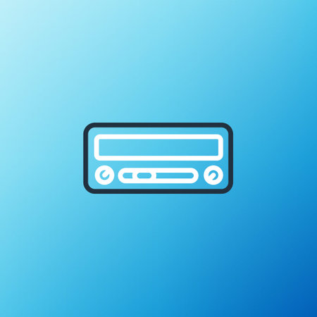 Line Car audio icon isolated on blue background. Fm radio car audio icon. Colorful outline concept. Vectorのイラスト素材